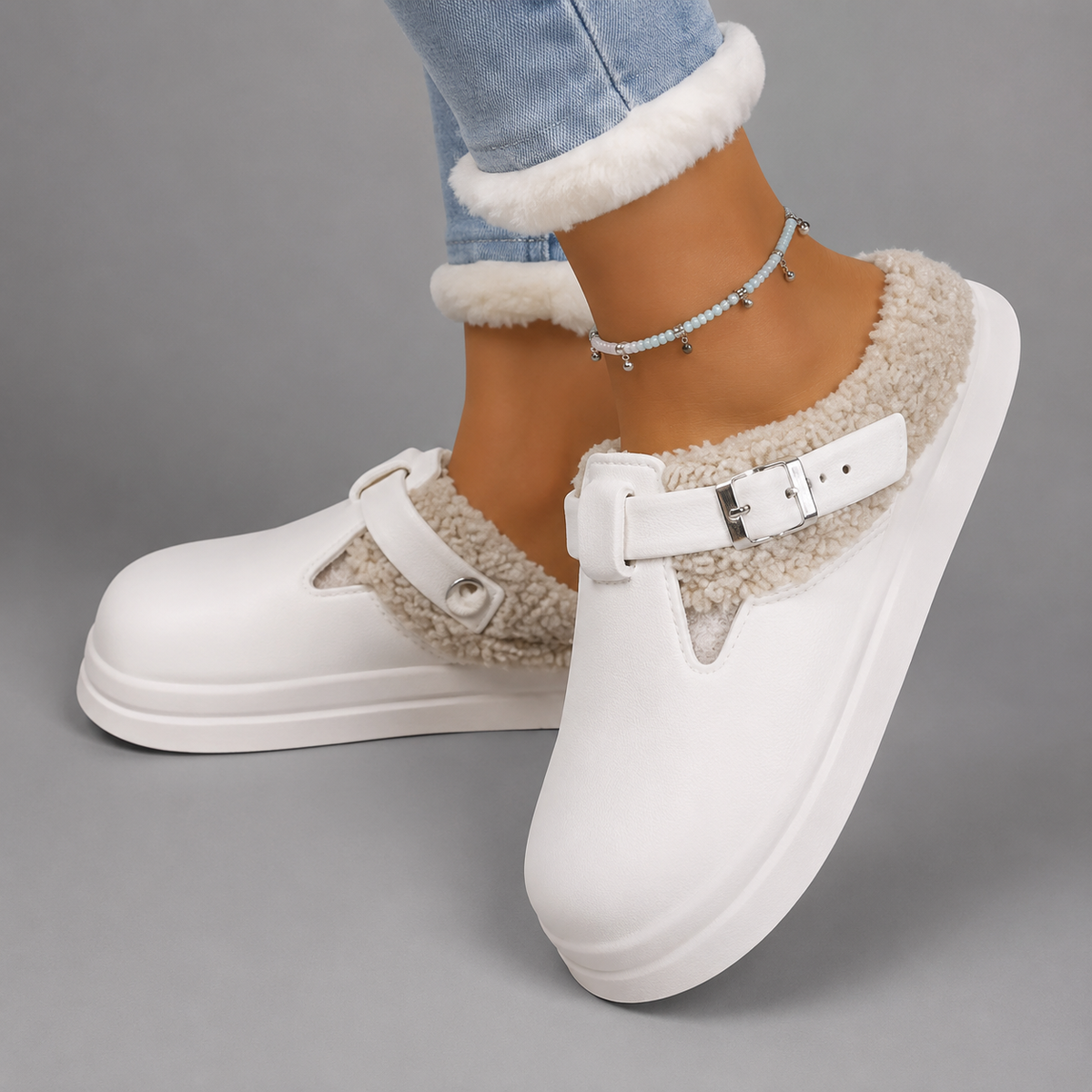 Ivy Fur-Lined Mule Slipper | Women's Non-Slip House Slide