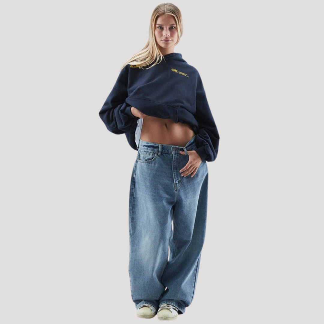 Women's Oversized Hoodie with Graphic Print and Kangaroo Pocket