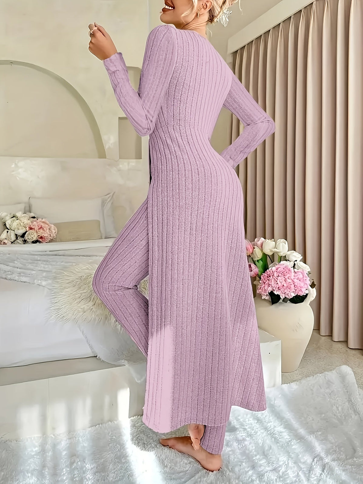 Gemma Ribbed Tunic Lounge Set | Women's Two-Piece