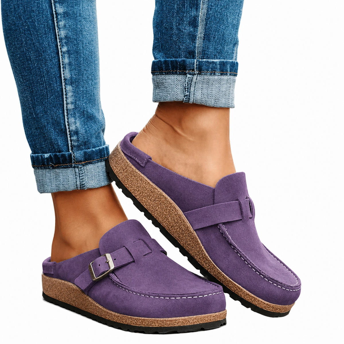 Holly | Buckle-Accent Cork Sole Slippers