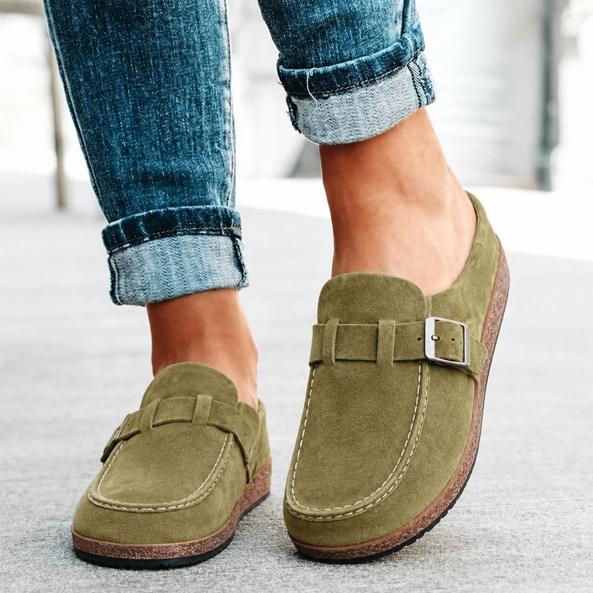 Holly | Buckle-Accent Cork Sole Slippers