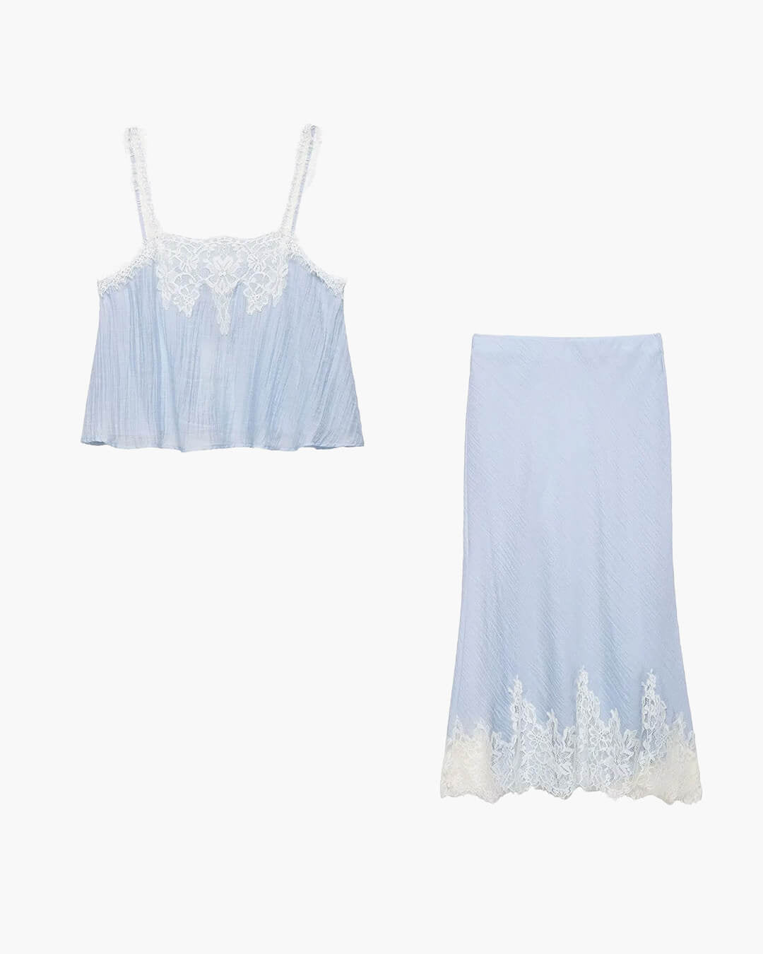 Celeste Lace-Spliced Midi Set | Women's Crop Top & Skirt