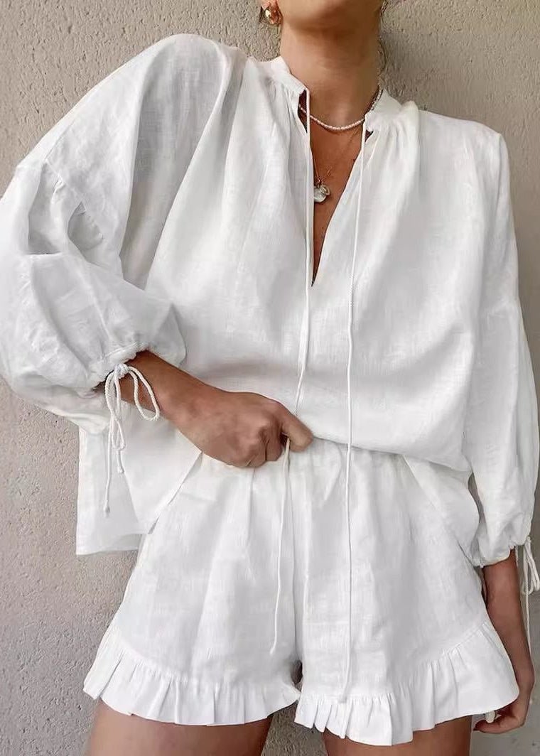 Emilia Soft Lounge Set | Women's Long Sleeve Shorts Set