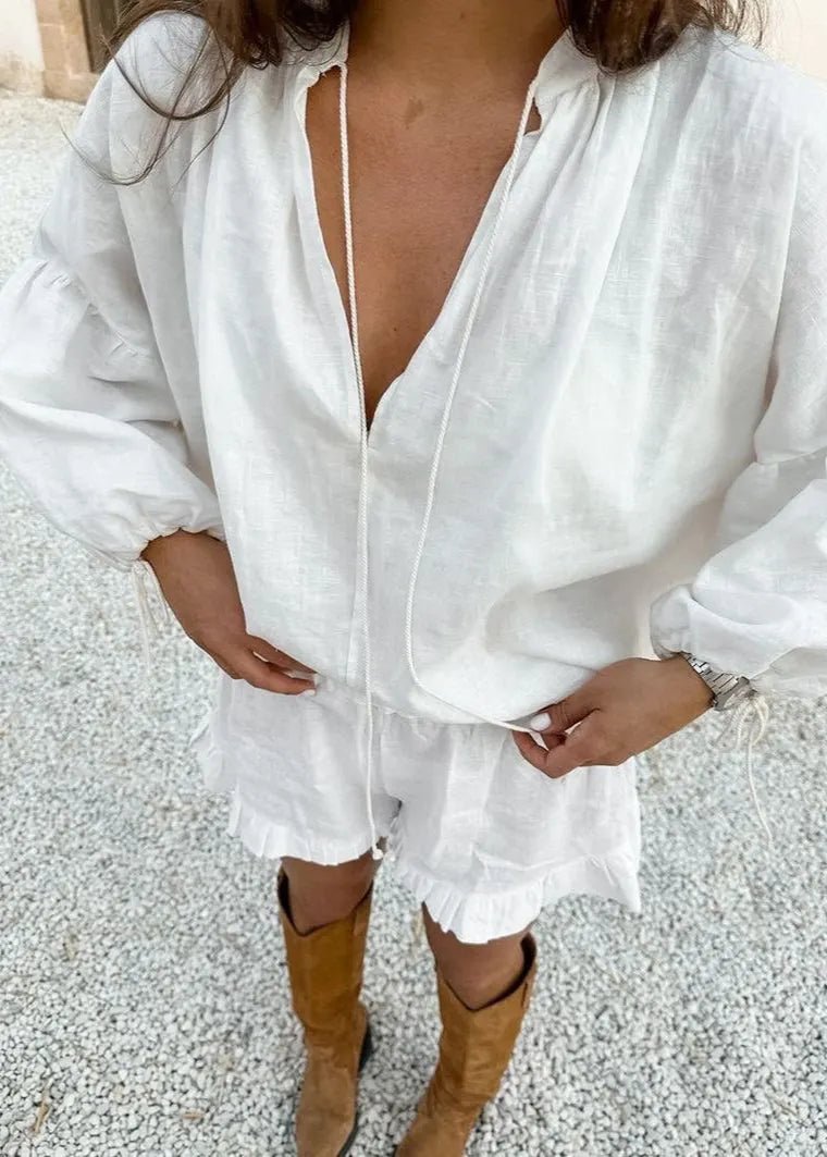 Emilia Soft Lounge Set | Women's Long Sleeve Shorts Set