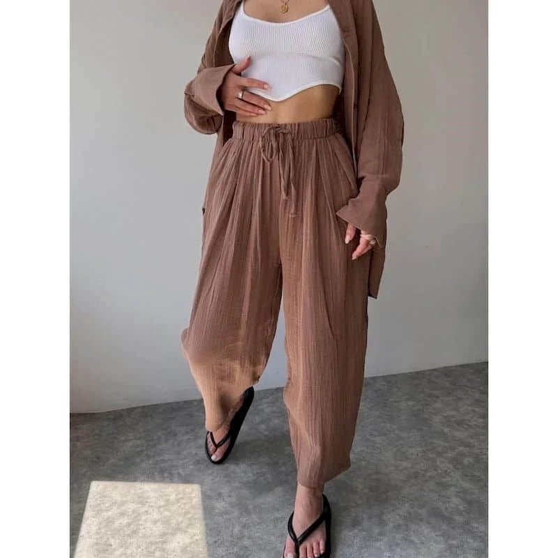Frances Lapel Shirt & Pants Set | Women's Two-Piece Co-ord