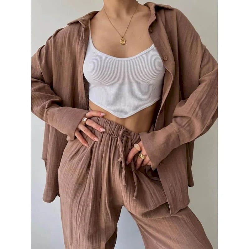 Frances Lapel Shirt & Pants Set | Women's Two-Piece Co-ord