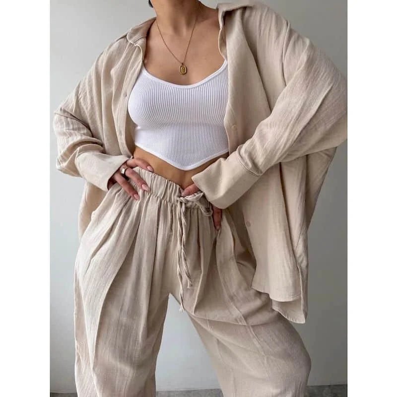 Frances Lapel Shirt & Pants Set | Women's Two-Piece Co-ord