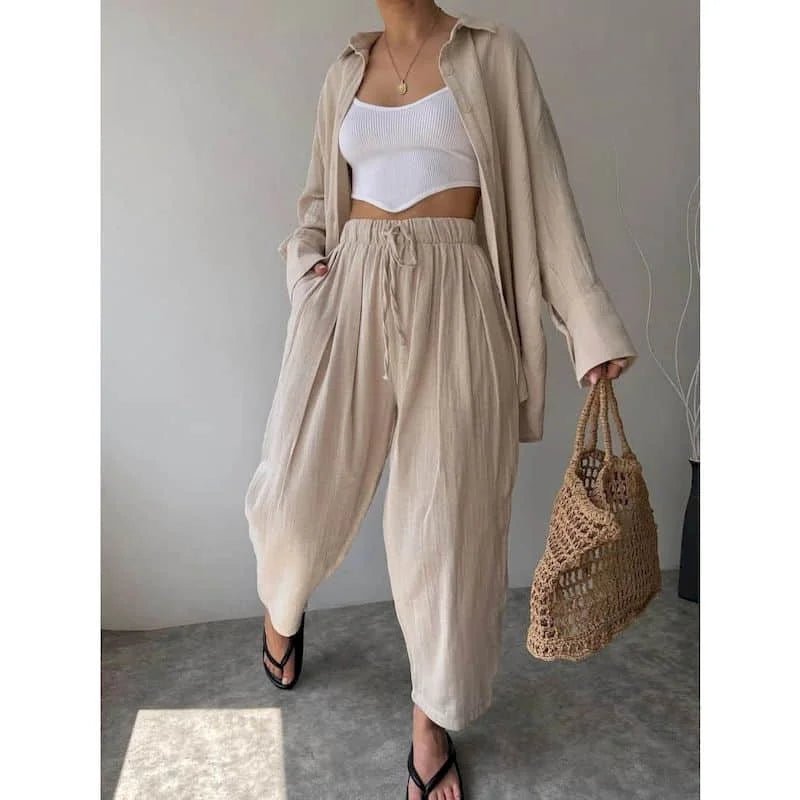 Frances Lapel Shirt & Pants Set | Women's Two-Piece Co-ord