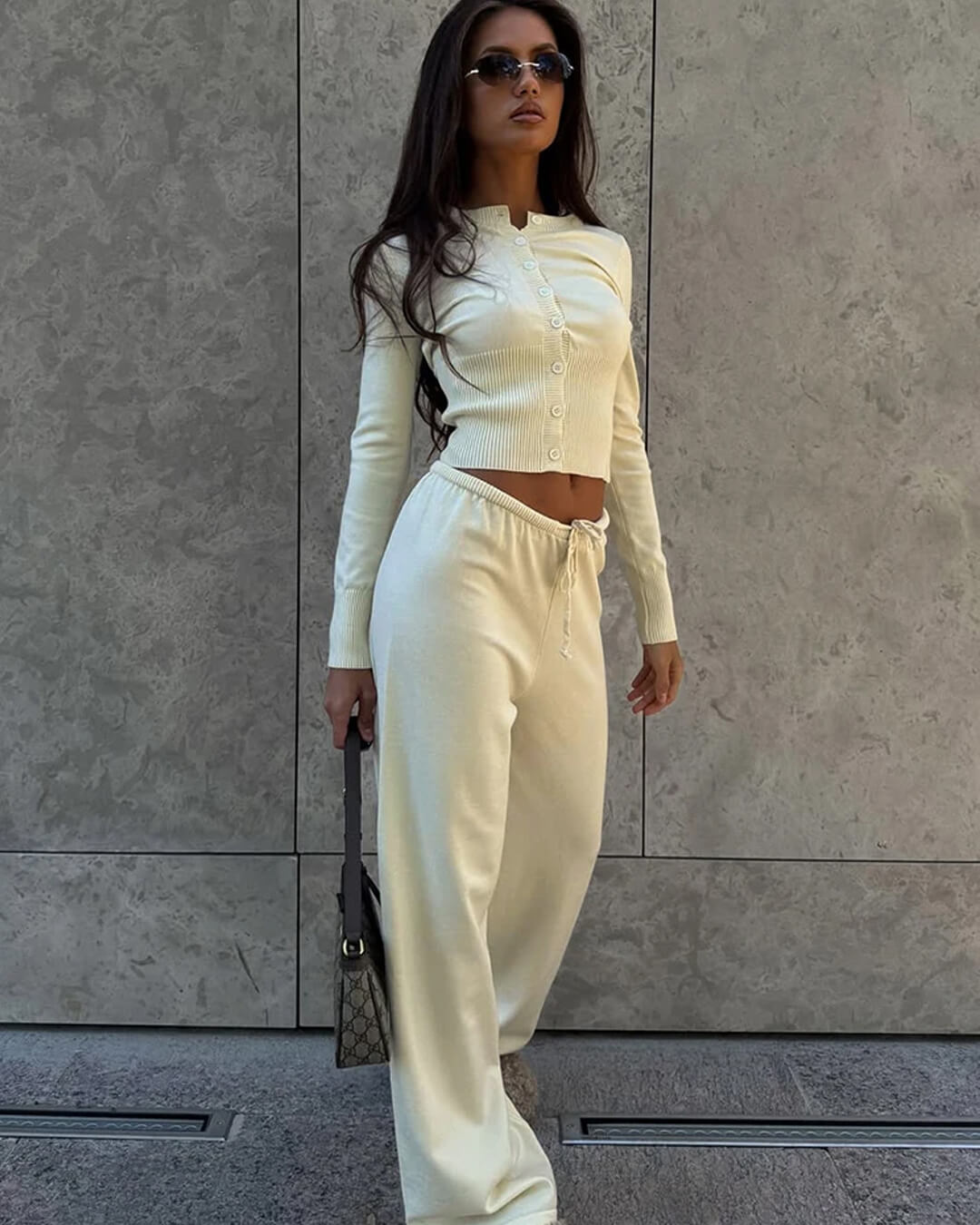 Jamilla Knit Cardigan Set | Women's Drawstring Pants Two-Piece