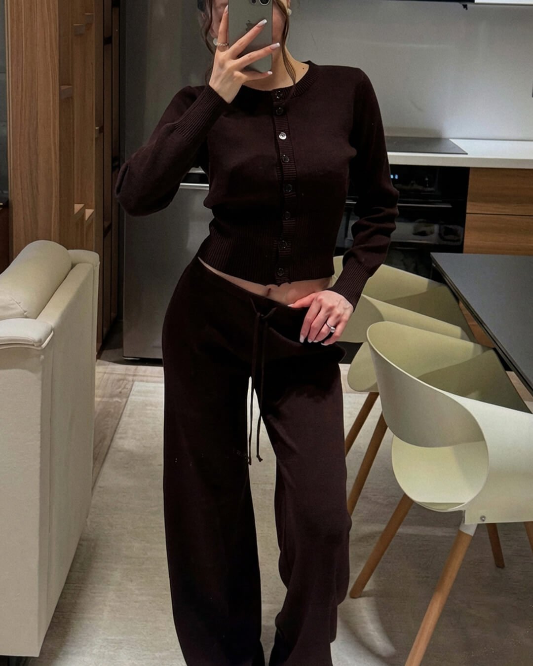 Jamilla Knit Cardigan Set | Women's Drawstring Pants Two-Piece