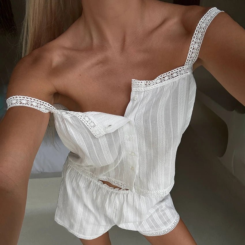 Kaitlyn Lace-Trim Pyjama Set | Women's Cami & Shorts