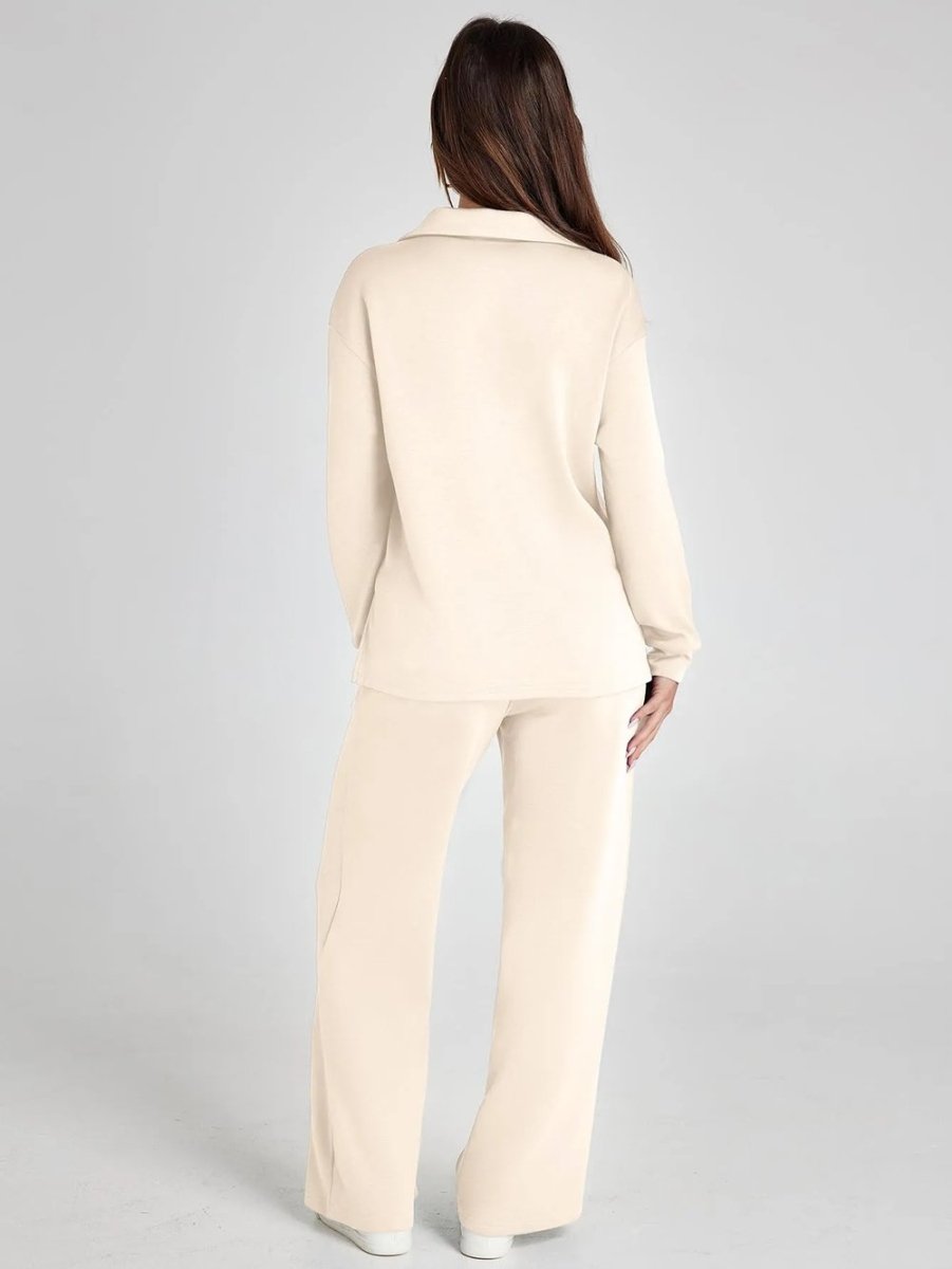 Clara Long Sleeve & Wide-Leg Set | Women's V-Neck Two-Piece