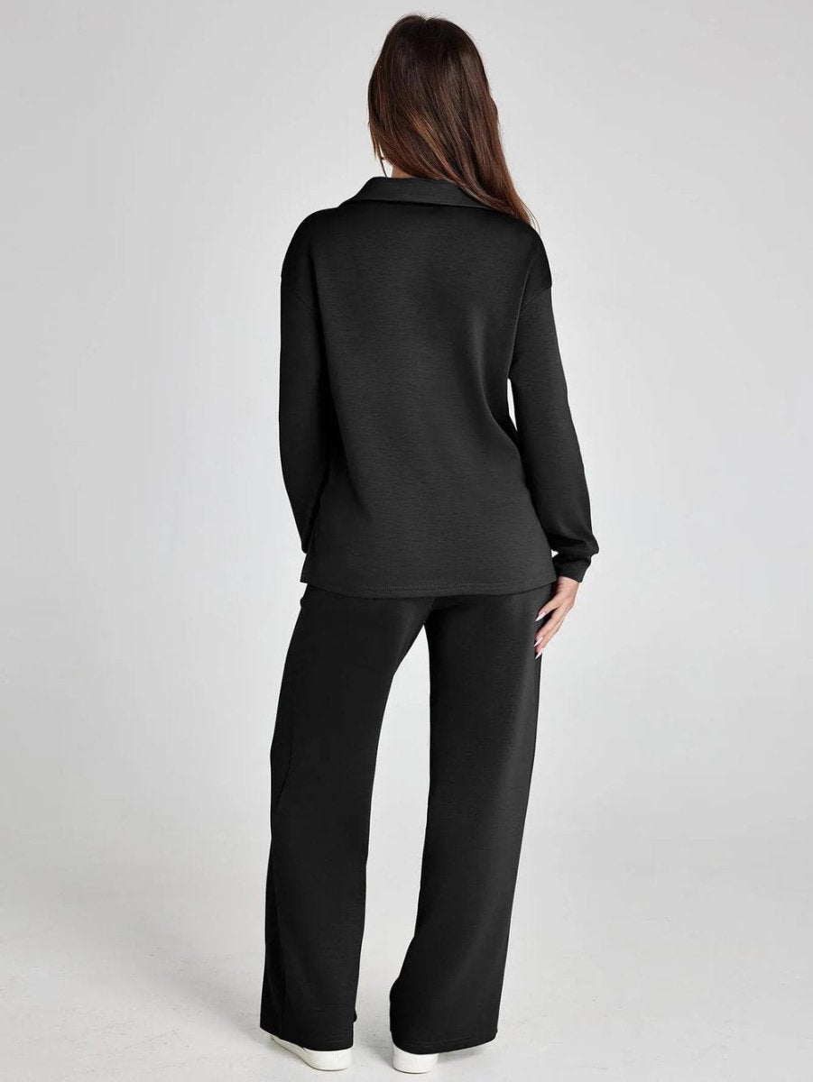 Clara Long Sleeve & Wide-Leg Set | Women's V-Neck Two-Piece