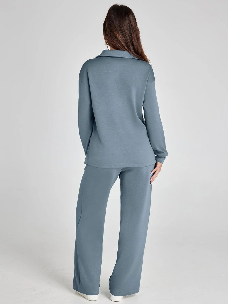 Clara Long Sleeve & Wide-Leg Set | Women's V-Neck Two-Piece