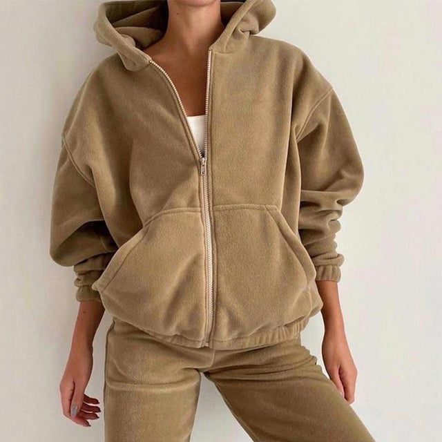 Etta Zip-Up Oversized Hoodie Set | Women's Jogger Two-Piece