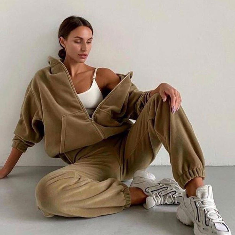 Etta Zip-Up Oversized Hoodie Set | Women's Jogger Two-Piece